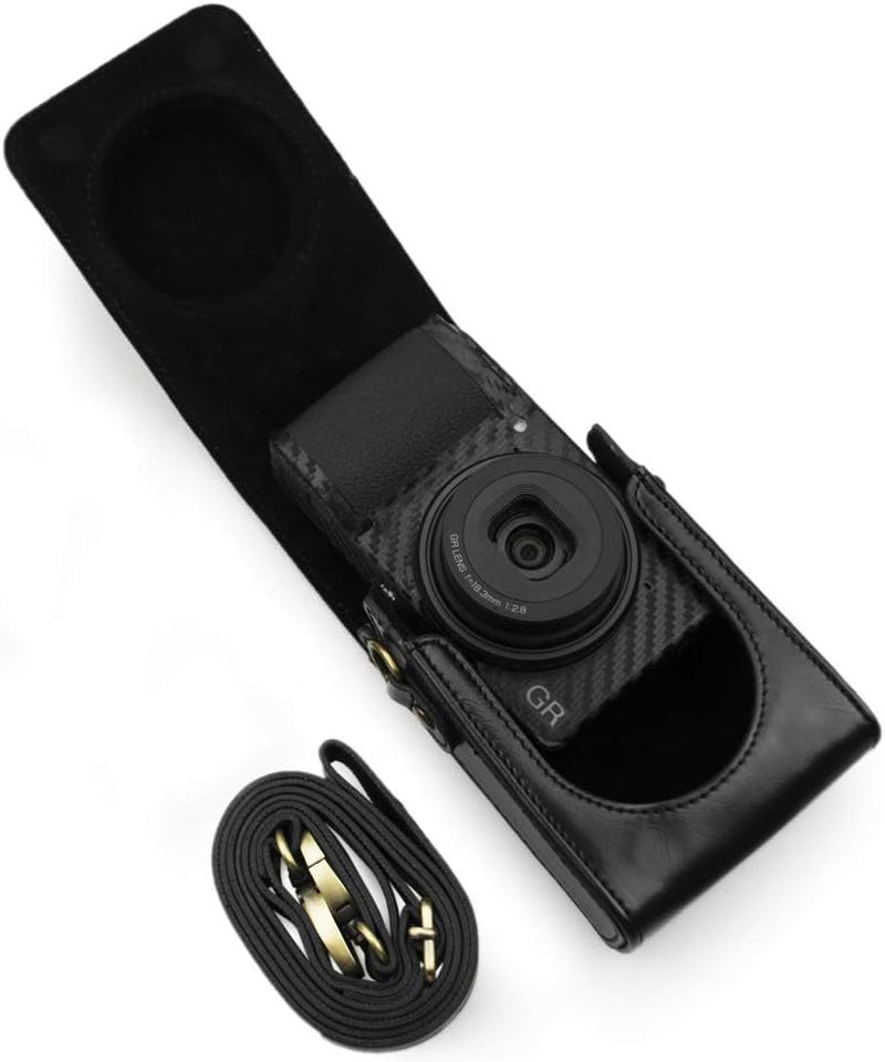 kinokoo Protective Case for Ricoh GR/GR II/GR III/IIIx Camera  PU Leather GR GR II GR III GR IIIX Camera Case Cover with Shoulder Strap - Retro Style Easy Carrying Bag- Black - Image 1